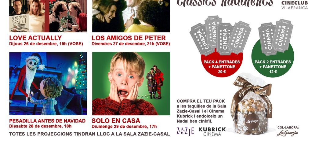 Cineclub Vilafranca celebra aquest Nadal amb un cicle de clàssics nadalencs i panettone